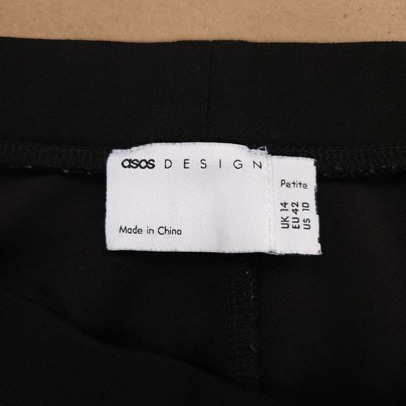 ASOS Design 10 Petite Black High Rise Slim Kick Flare Slim Fit Suit Pants - Picture 10 of 10